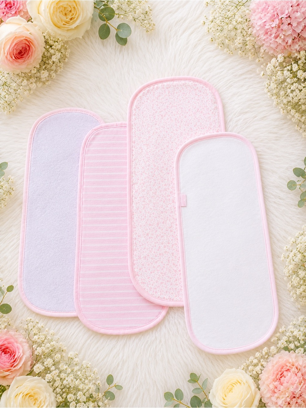 Pink Floral & Stripe Burp Cloth Set